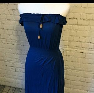 Forever 21 blue strapless maxi dress